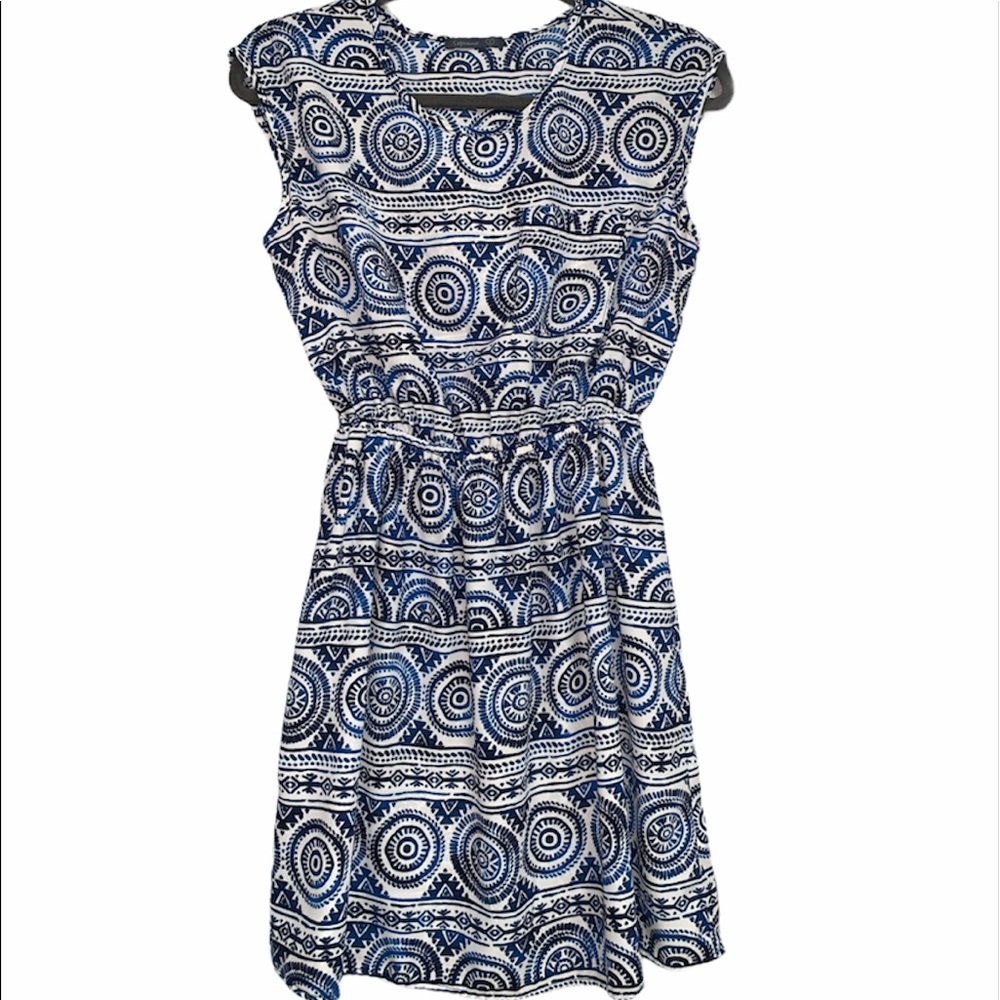 5/$25 SOPRANO blue mosaic print sleeveless dress